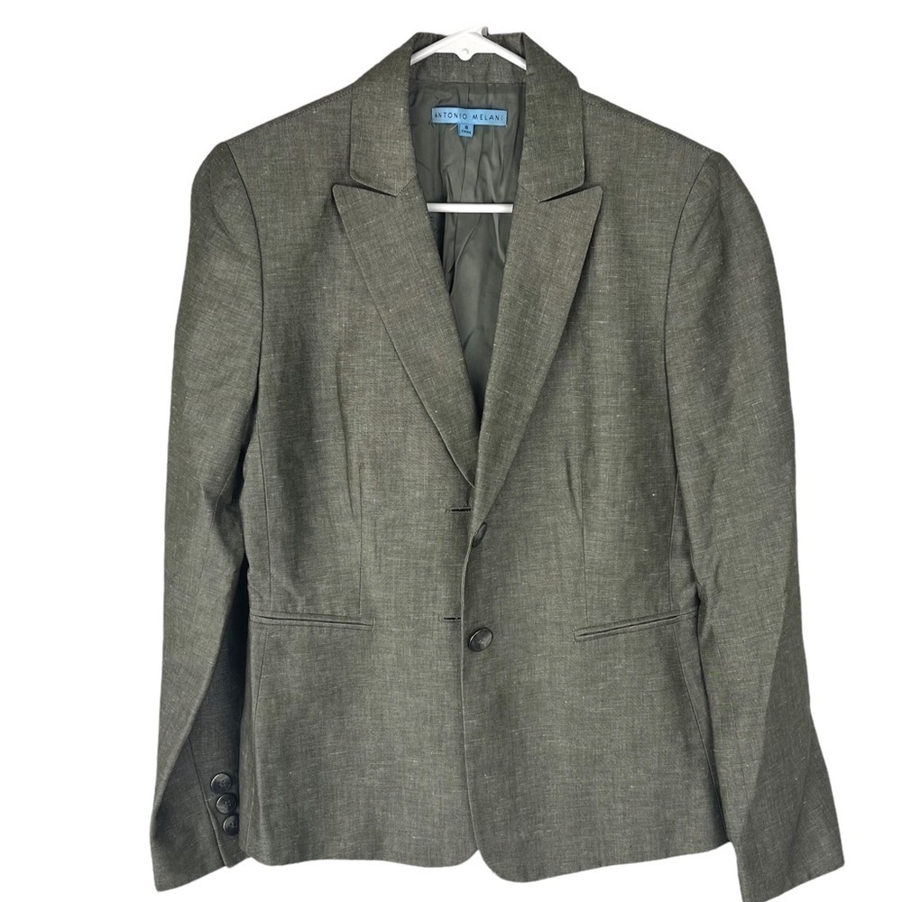 Antonio Melani Linen Blend Pointed Collar Blazer Size 8